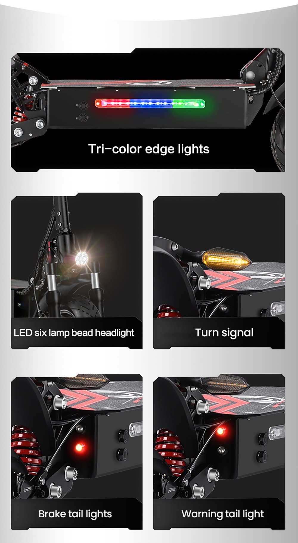 BOYUEDA Q7 Pro Elektromos Roller, 2*1600W-os Motor, 52V 19AH Akkumulátor, 10 hüvelykes Gumiabroncs, 70km/h Max. Sebesség, 70km Hatótávolság, Dupla Hidraulikus Tárcsafék, Első Hidraulikus Lengéscsillapító & Hátsó Rugós Lengéscsillapító, APP Vezérlés