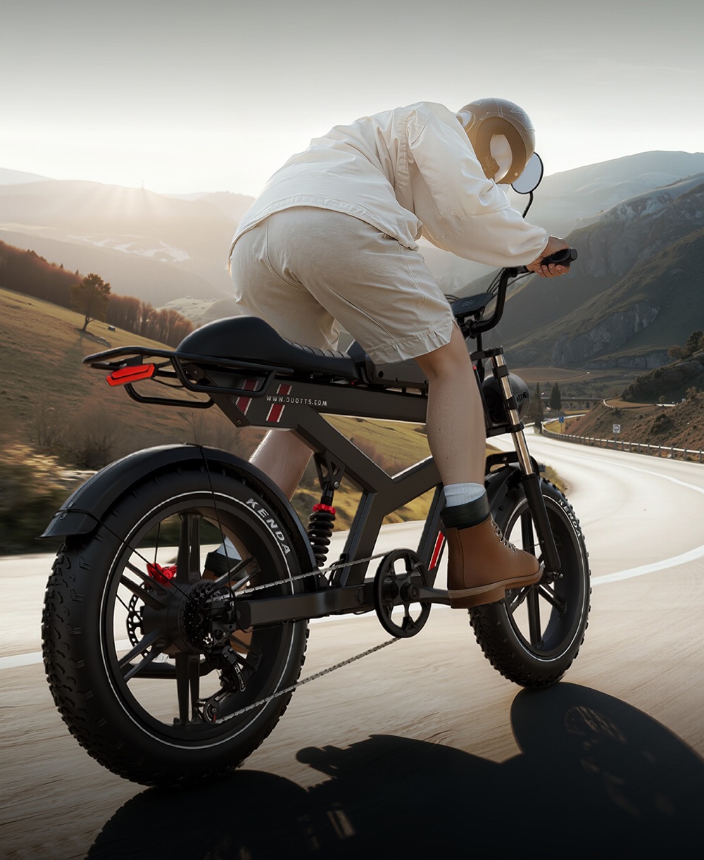 DUOTTS F20 Electric Bike 750W Motor 52V 27Ah Battery 20*4.0 Inch Fat Tire 50km/h Max Speed up to 120km Range with Full Suspension, Spring Shock Absorption, Hydraulic Disc Brakes - Black