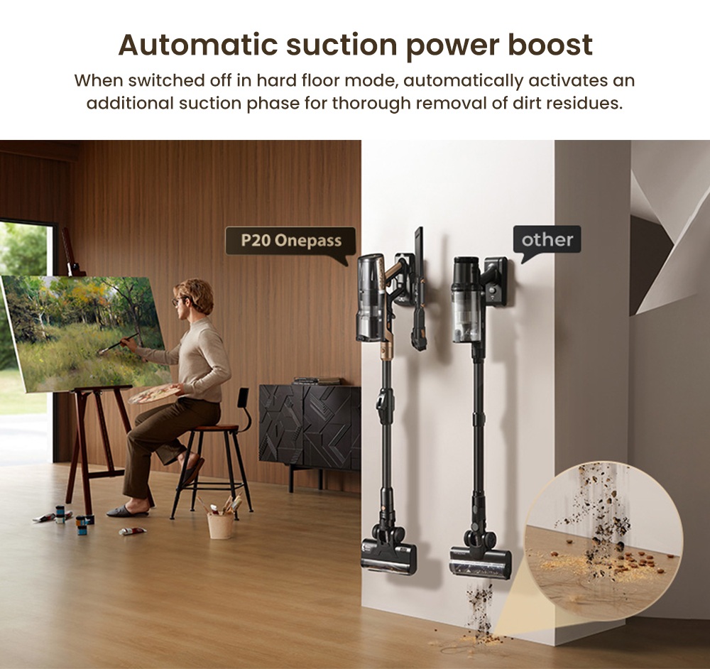 Proscenic P20 OnePass Cordless Vacuum Cleaner, 70000Pa Suction, 70-Min Runtime, 680W Brushless Motor, 180&deg; Bendable Tube, Wet & Dry Cleaning with Extra Water Tank