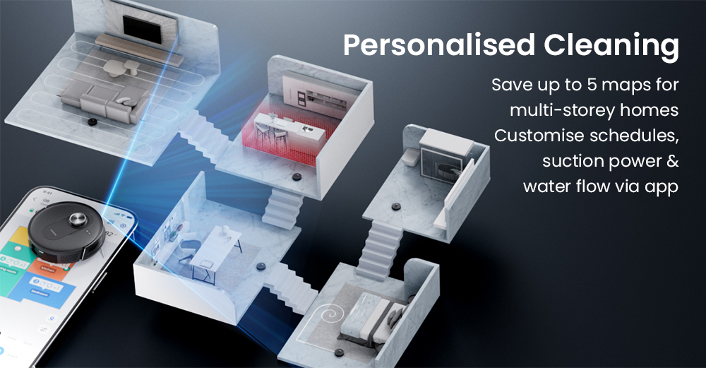 Proscenic Q8 Max+ Robotporsz&iacute;v&oacute; &eacute;s Felmos&oacute;, 8000Pa Sz&iacute;v&oacute;erő, 200 perc &Uuml;zemidő, 3200mAh Akkumul&aacute;tor, 60 napos Automatikus Portart&aacute;ly-&uuml;r&iacute;t&eacute;s, 3L Porzs&aacute;k, LDS LiDAR Navig&aacute;ci&oacute;, T&ouml;bbszintes T&eacute;rk&eacute;pez&eacute;s, Alkalmaz&aacute;s- &eacute;s Hangvez&eacute;rl&eacute;s