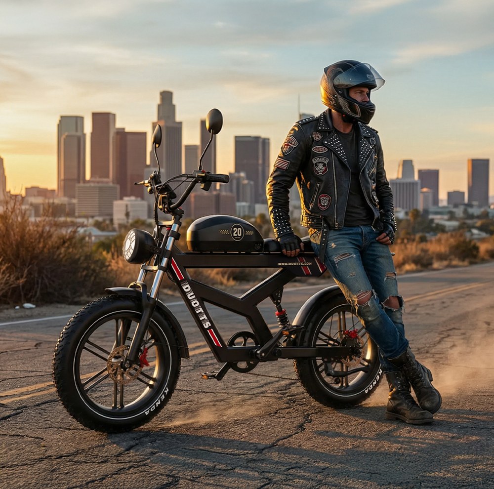 DUOTTS F20 Elektrofahrrad, 750-W-Motor, 52-V-27-Ah-Akku, 20 x 4,0 Zoll große dicke Reifen, 50 km/h Höchstgeschwindigkeit, 120 km Reichweite, Vollfederung, Federstoßdämpfung, hydraulische Scheibenbremsen
