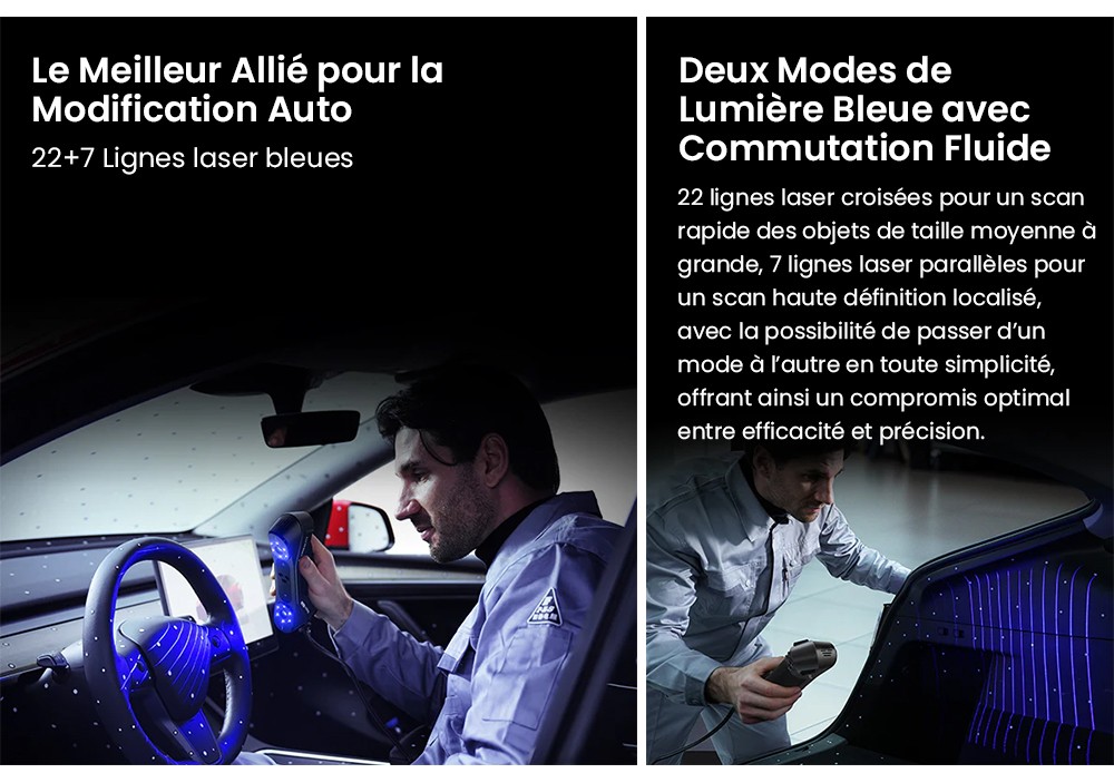 Creality Raptor Pro Scanner 3D, laser bleu NIR 22+7, vitesse de numérisation de 60 ips, objets entre 5 et 4 000 mm, numérisation couleur 24 bits, précision de 0,02 mm, anti-tremblement