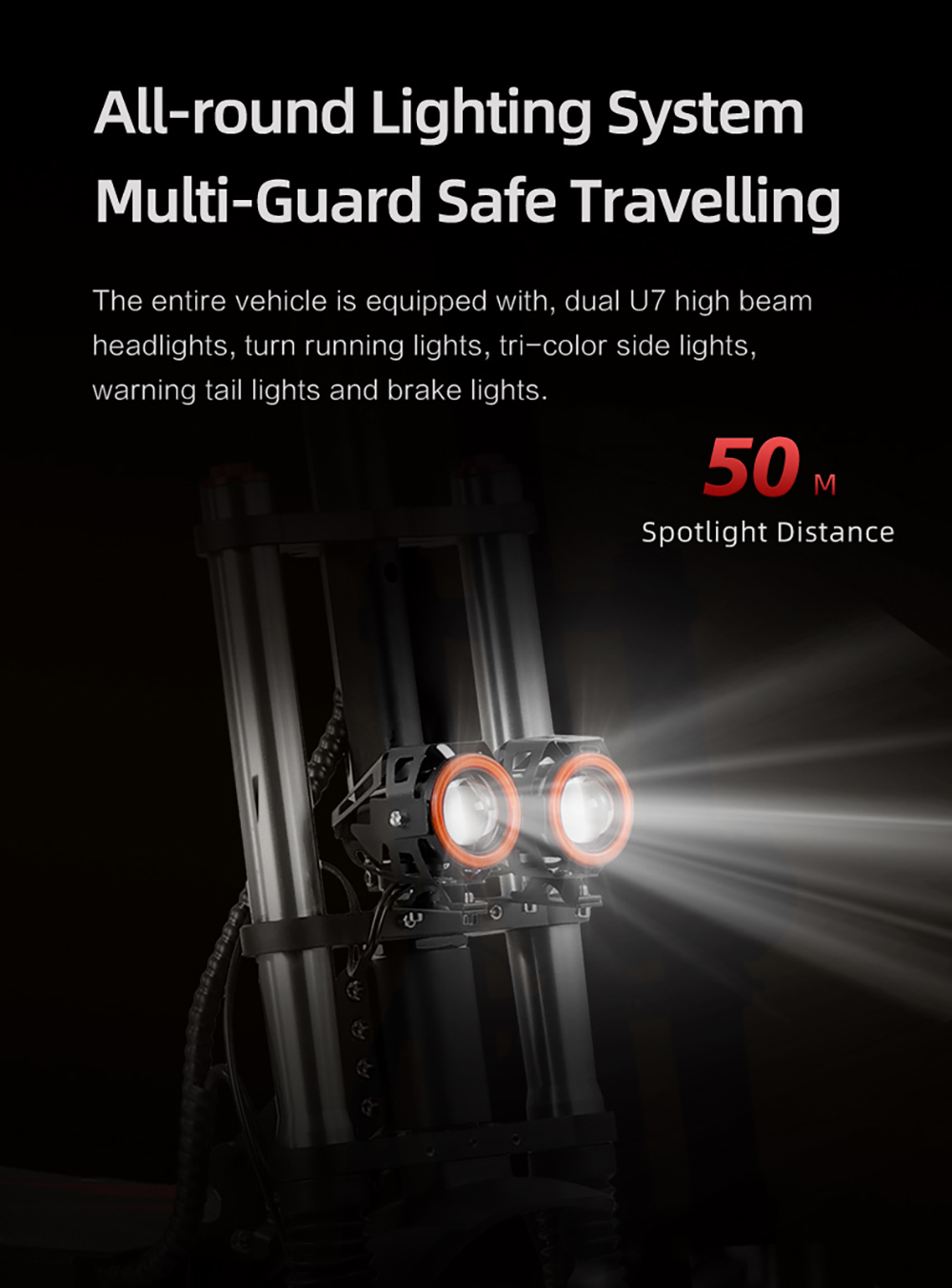 BOYUEDA S3-11 Elektroroller, 2 x 3000 W Motor, 60 V 38 Ah Akku, 11 Zoll Reifen, 85 km/h Höchstgeschwindigkeit, 120 km Reichweite, zwei hydraulische Scheibenbremsen, hydraulischer Stoßdämpfer, LCD-Display