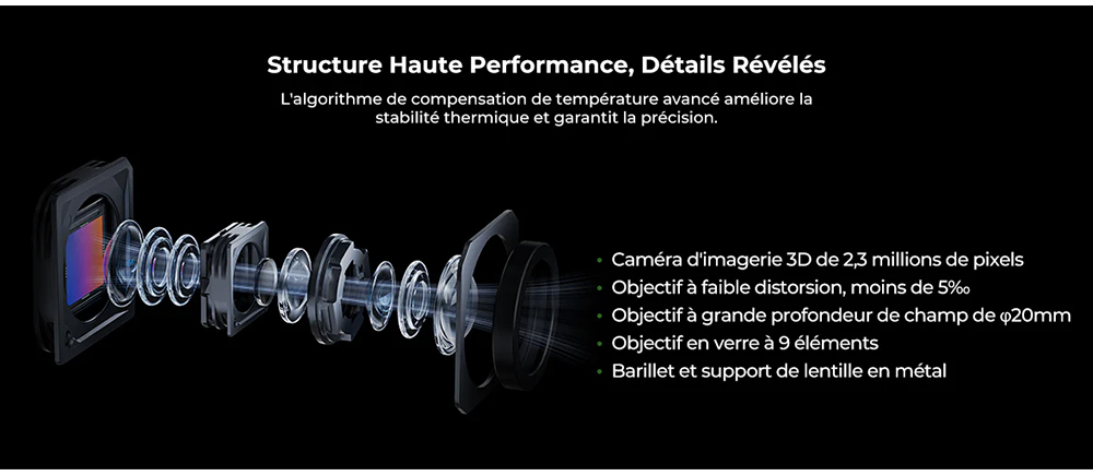 Creality Raptor Pro Scanner 3D, laser bleu NIR 22+7, vitesse de numérisation de 60 ips, objets entre 5 et 4 000 mm, numérisation couleur 24 bits, précision de 0,02 mm, anti-tremblement