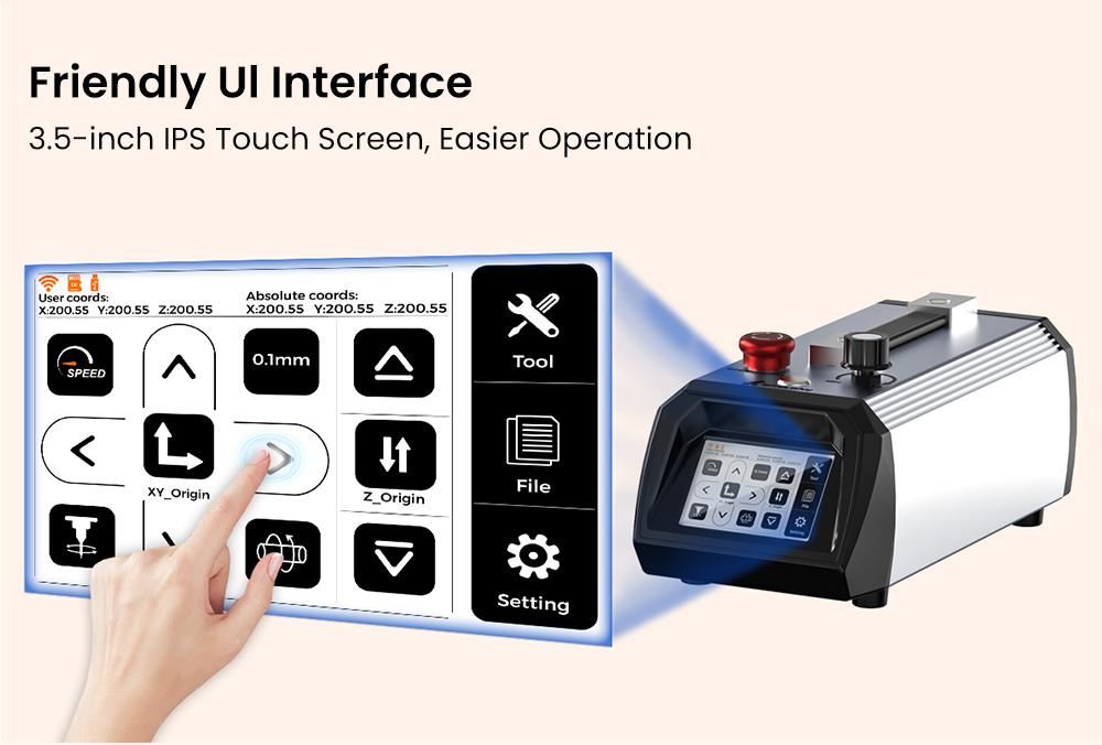 TWO TREES TTC450 Ultra CNC Router Machine, 500W Spindle, Dual CNC & Laser Modes, 0.05mm High Precision, 3.5" IPS Touch Screen, 460x460x100mm Working Area, Compatible with Metal/Acrylic/Wood