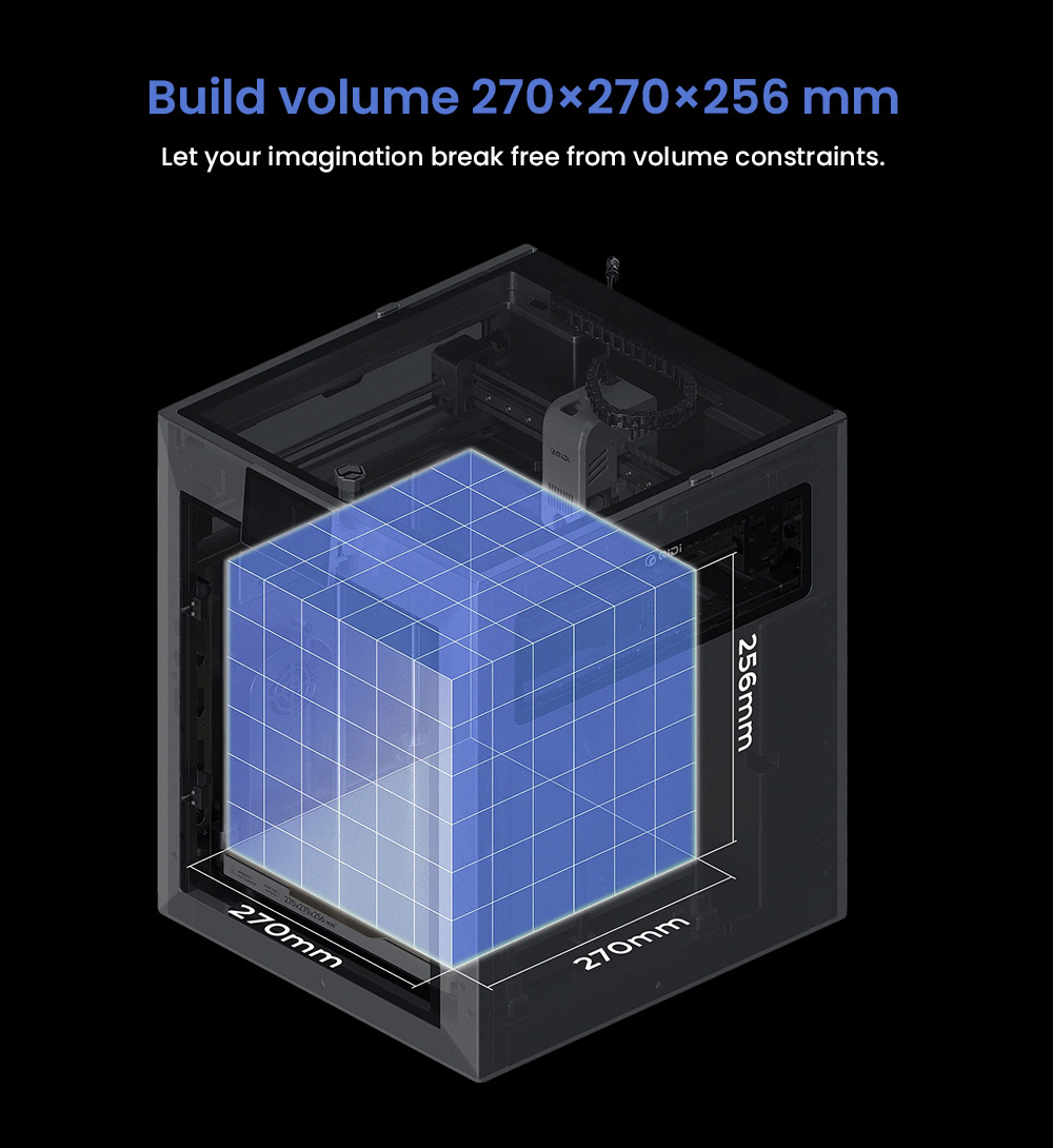 QIDI Q2C 3D-Drucker, 600mm/s Geschwindigkeit, 370 °C Vollmetall-Hotend, Multi-Material Druck, 270×270×256mm Bauvolumen, CoreXY-System, Automatische Nivellierung & PEI Magnetplatte