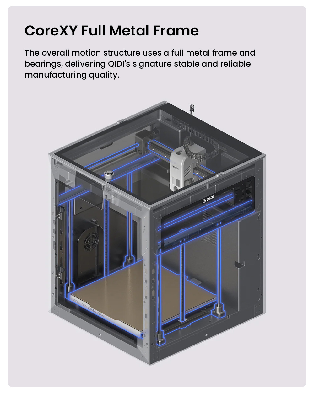 QIDI Q2C Imprimante 3D, vitesse de 600mm/s, 370℃ Hotend Tout Métal, Impression Multi-matériaux, Volume de Construction de 270×270×256mm, Système CoreXY, Nivellement Automatique et Plaque Magnétique PEI