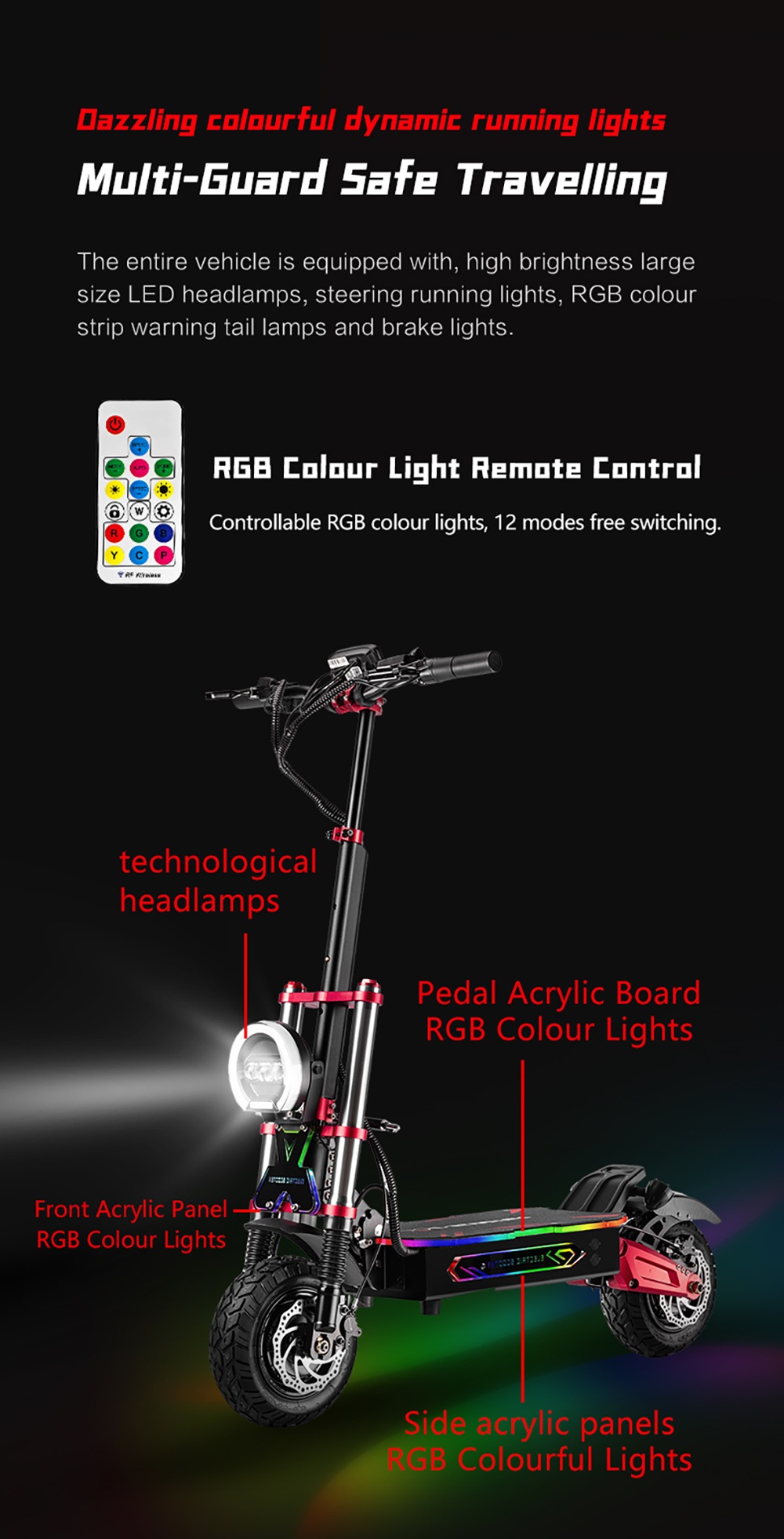 BOYUEDA S5-11 Elektroroller, 2 x 3000 W Motor, 60 V 38 Ah Akku, 11 Zoll Reifen, 85 km/h Höchstgeschwindigkeit, 120 km Reichweite, zwei hydraulische Scheibenbremsen, hydraulischer Stoßdämpfer, LCD-Display