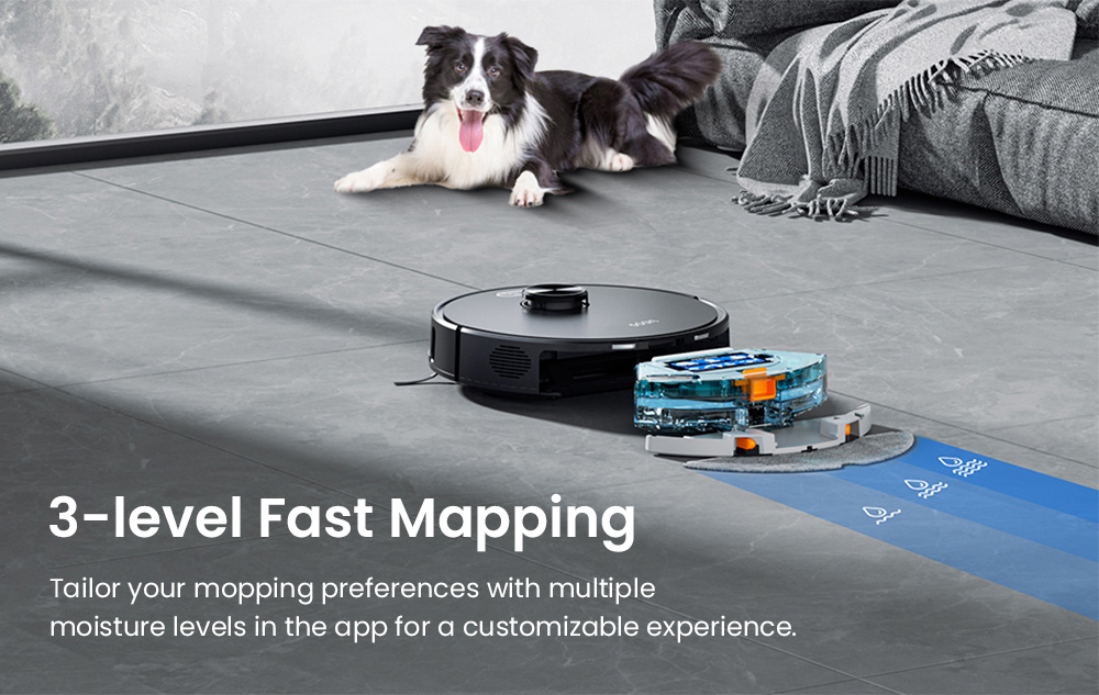 Teendow D65S MAX Robot Vacuum Cleaner, 70-Day Auto-Empty, 6000Pa Suction, 17kPa Dust Station, 220min Runtime, 20mm Obstacle Crossing, 4-Level Power Control, 250ml Dust Bin & 350ml Water Tank