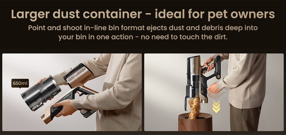 Proscenic P20 OnePass Cordless Vacuum Cleaner, 70000Pa Suction, 70-Min Runtime, 680W Brushless Motor, 180&deg; Bendable Tube, Wet & Dry Cleaning with Extra Water Tank