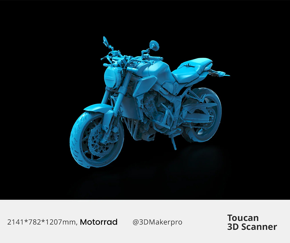 3DMakerpro Toucan Standard 3D-Scanner, 0,03mm Genauigkeit, Unabhängiges All-in-One, Dual FOV 135×185mm - 1000×750mm, 48MP Farbe, 6600mAh Akku, Wi-Fi 6