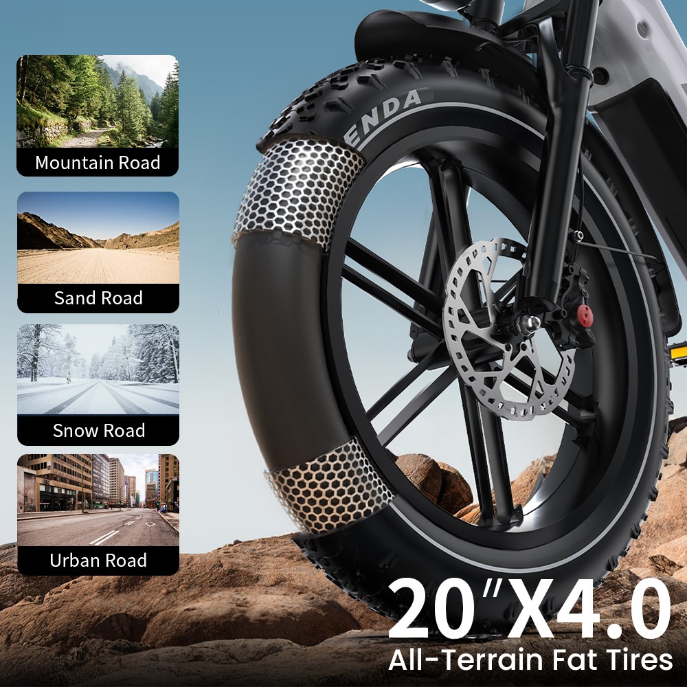 ONESPORT OT08 Pro Elektrofahrrad, 500W Motor, 2 x 48 V 18 Ah Akku, 20 x 4,0 Zoll Reifen, 25 km/h Höchstgeschwindigkeit, 190 km maximale Reichweite, Ölscheibenbremsen vorne und hinten, Federgabel, Shimano 7-Gang-Getriebe - Grau