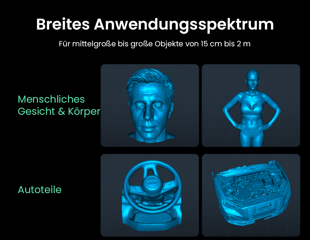 Creality CR-Scan Ferret Pro 3D-Scanner, bis zu 30 fps Scan-Geschwindigkeit, 0,1 mm Genauigkeit, 150&ndash;700 mm Arbeitsabstand, 560 x 820 mm Einzelaufnahmebereich, 150 x 150 mm Mindestscan, kabellose Verbindung