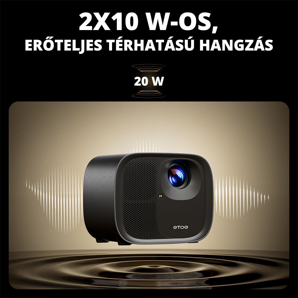 [Netflix & Google TV Certifik&aacute;lt] ETOE E3 Pro Projektor, Dolby Digital Plus, Eredeti 1080P, 600 ANSI, 2GB+16GB, 5G WiFi, 4K Dek&oacute;dol&aacute;s, 20W Surround Hang, Z&ouml;kkenőmentes Automatikus F&oacute;kusz, Google Assistant, 10 000+ Alkalmaz&aacute;s