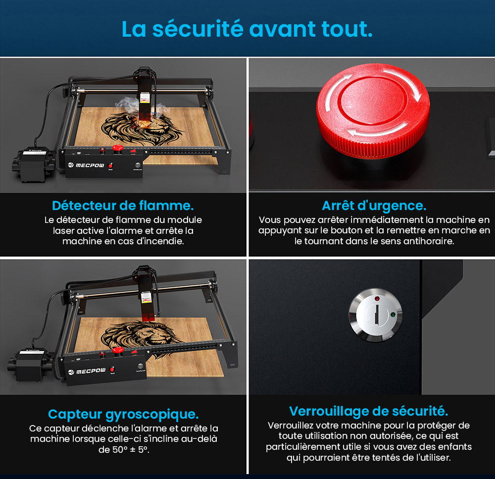 Graveur laser Mecpow X3 Pro 10 W avec kit d'assistance pneumatique