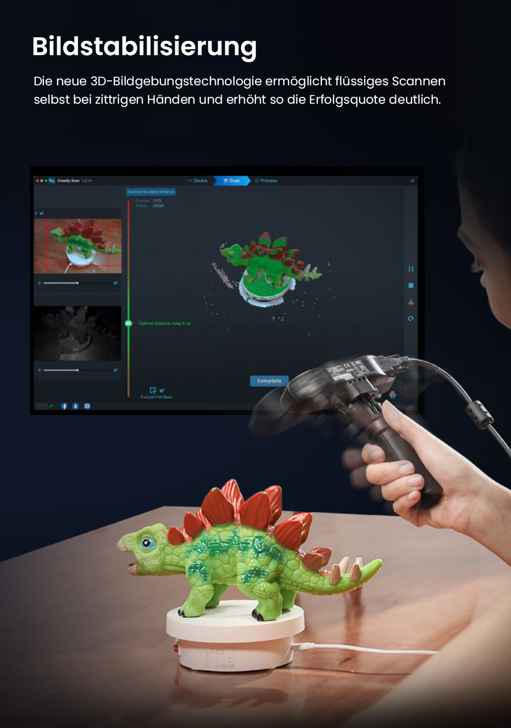 Creality CR-Scan Ferret Pro 3D-Scanner, bis zu 30 fps Scan-Geschwindigkeit, 0,1 mm Genauigkeit, 150&ndash;700 mm Arbeitsabstand, 560 x 820 mm Einzelaufnahmebereich, 150 x 150 mm Mindestscan, kabellose Verbindung