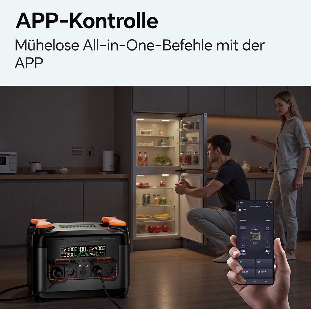 NECESPOW S2400 Tragbare Powerstation, 2400W Ausgang, 2048Wh LiFePO₄ Batterie, 13 Anschl&uuml;sse, 1,5H Schnellladung, 20ms USV-Backup, App-Steuerung, f&uuml;r Outdoor/RV/Heimgebrauch