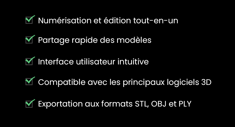 Scanner 3D Creality CR-Scan Ferret Pro, vitesse de num&eacute;risation jusqu'&agrave; 30 ips, pr&eacute;cision de 0,1 mm, distance de travail de 150 &agrave; 700 mm, plage de capture unique de 560 x 820 mm, num&eacute;risation minimale de 150 x 150 mm, connexion sans fil