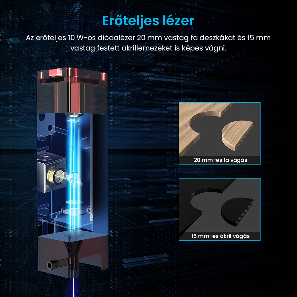 Mecpow X3 Pro 10W-os l&eacute;zergrav&iacute;roz&oacute; levegős r&aacute;seg&iacute;t&eacute;sű k&eacute;szlettel