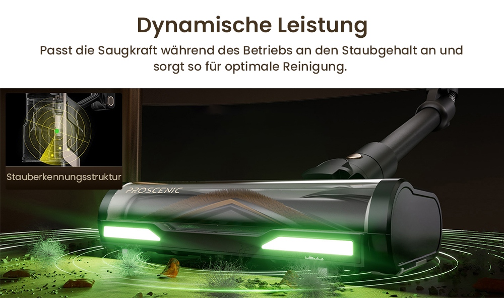 Proscenic P20 OnePass Akku-Staubsauger, 70000Pa Saugkraft, 70 Minuten Laufzeit, 680W b&uuml;rstenloser Motor, 180&deg; Biegsames Rohr, Nass- und Trockenreinigung mit zus&auml;tzlichem Wassertank