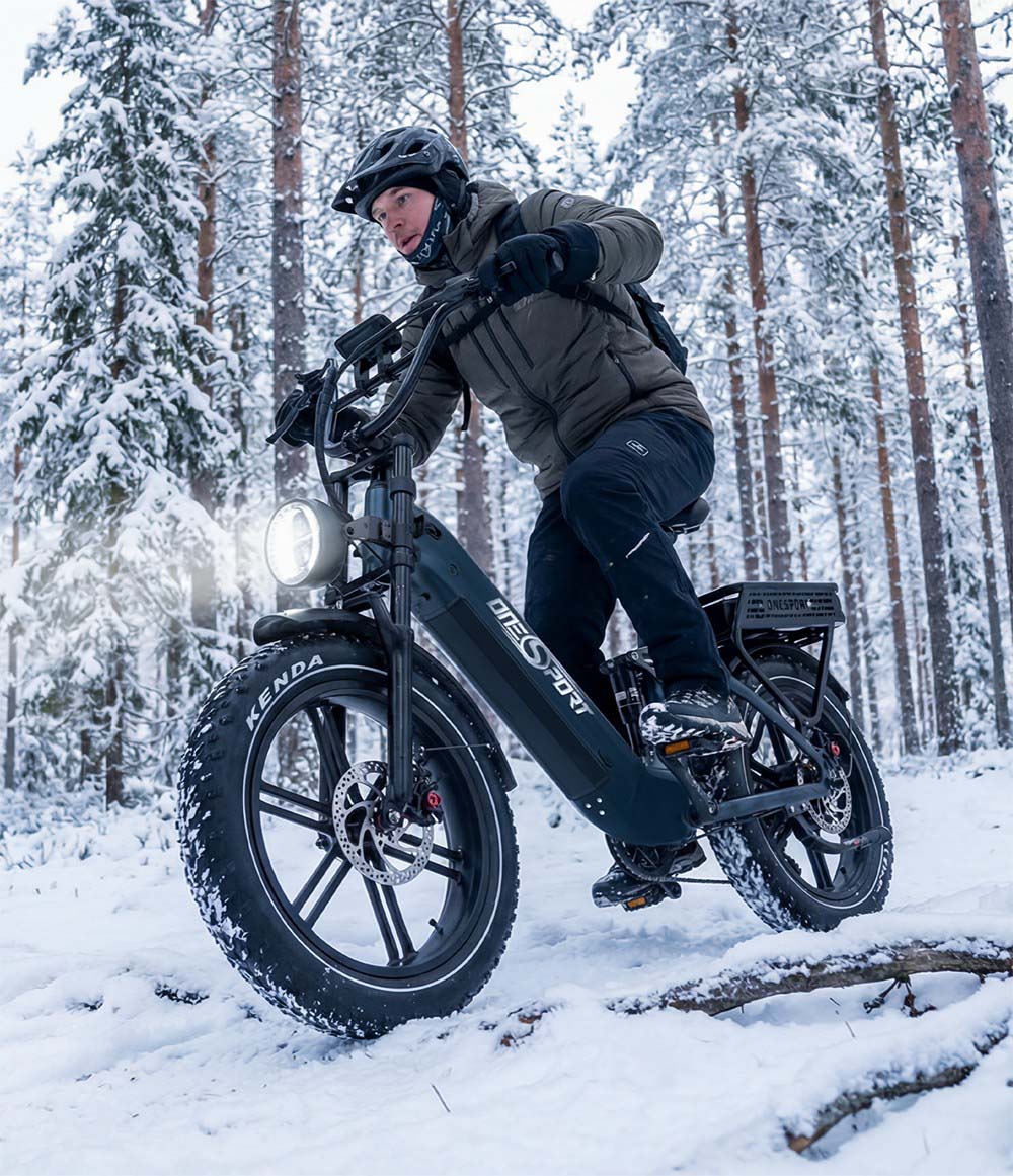 Onesport OT08 Pro Vélo électrique, moteur 500 W, 2 batteries 48 V 18 Ah, pneus 20 x 4 pouces, vitesse maximale 25 km/h, autonomie maximale 190 km, freins à disque à huile avant et arrière, fourche à suspension, Shimano 7 vitesses - Gris