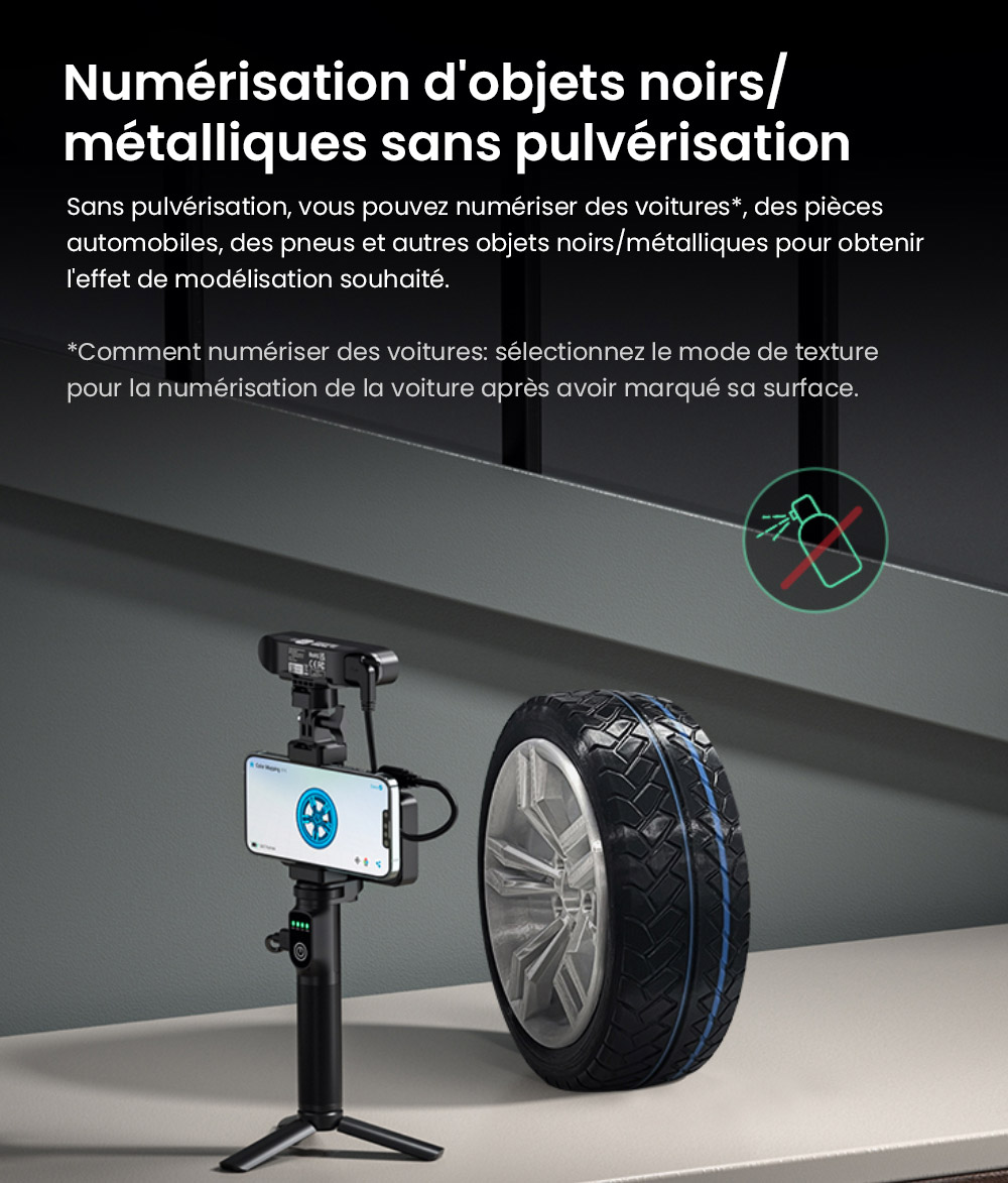 Scanner 3D Creality CR-Scan Ferret Pro, vitesse de num&eacute;risation jusqu'&agrave; 30 ips, pr&eacute;cision de 0,1 mm, distance de travail de 150 &agrave; 700 mm, plage de capture unique de 560 x 820 mm, num&eacute;risation minimale de 150 x 150 mm, connexion sans fil