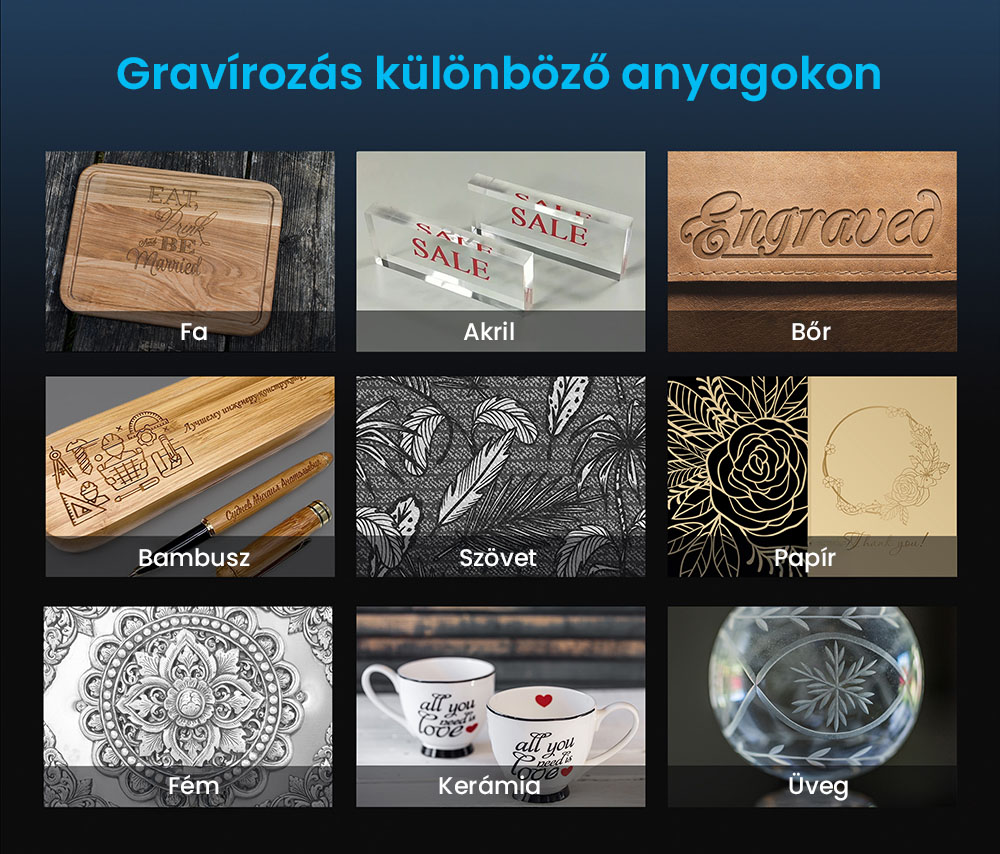 Mecpow X3 Pro 10W-os l&eacute;zergrav&iacute;roz&oacute; levegős r&aacute;seg&iacute;t&eacute;sű k&eacute;szlettel