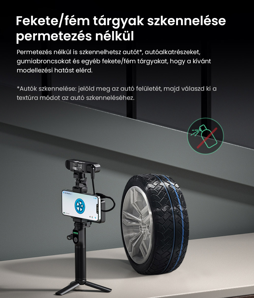 Creality CR-Scan Ferret Pro 3D szkenner, Ak&aacute;r 30 fps szkennel&eacute;si sebess&eacute;g, 0,1 mm-es pontoss&aacute;g, 150-700 mm munkat&aacute;vols&aacute;g, 560*820 mm egyszeres szkennel&eacute;si tartom&aacute;ny, 150x150 mm minim&aacute;lis szkennel&eacute;s, Vezet&eacute;k n&eacute;lk&uuml;li kapcsolat