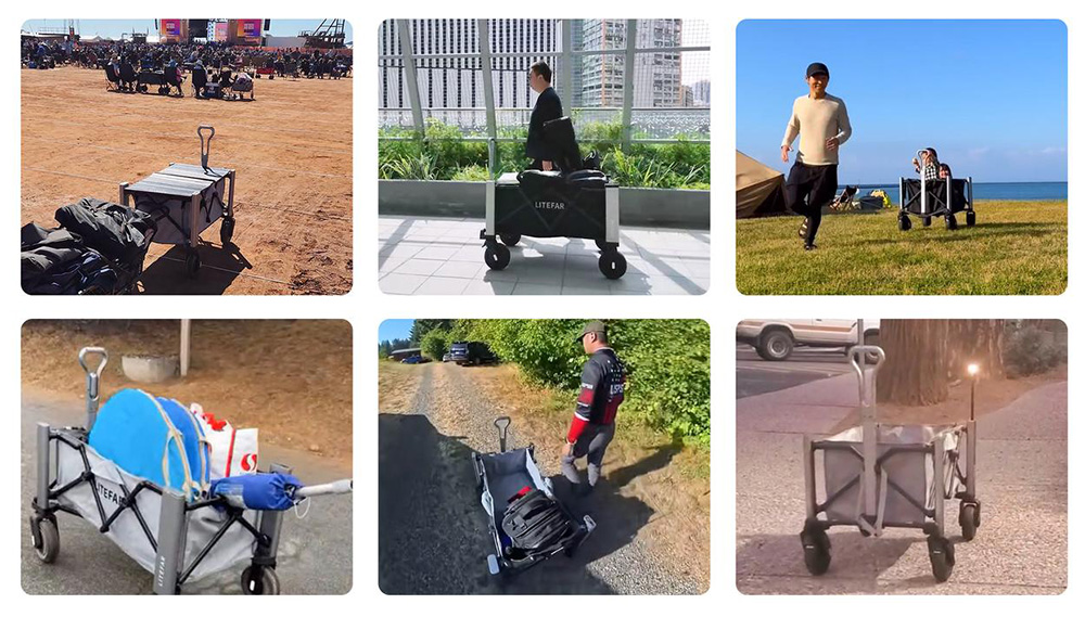 LITEFAR Orion Remote-Controlled Electric Wagon, 500W Quiet Hub Motor, 140L Cargo Capacity, 7.5” Solid Rubber All-Terrain Wheels with Brakes, 24,000mAh Battery, 7.5-Mile Range, 3-Speed Control, Foldable Aluminum Frame