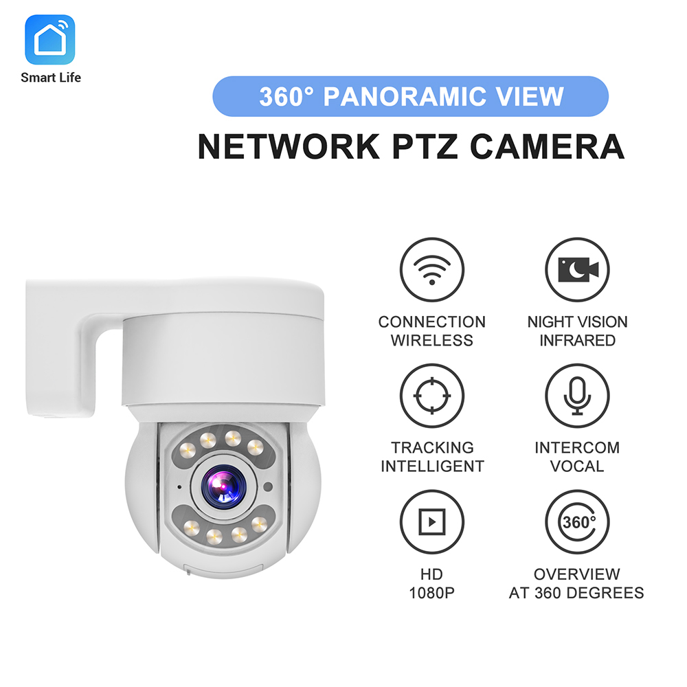 TALLPOWER C48 WLAN-Außenkamera, HD 2K 4MP, Nachtsicht, 360° Schwenk-/Neigefunktion, Bewegungserkennung, IP65 Wasserdichtigkeit, 2-Wege-Audio, Smart Life App – 2 Stück weiß