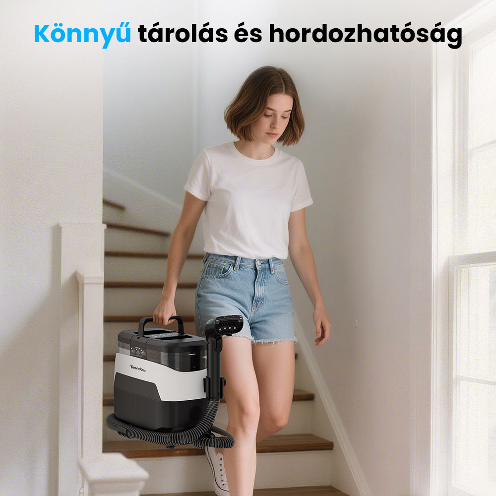 Teendow C6 MAX 3 az 1-ben k&aacute;rpit- &eacute;s szőnyegtiszt&iacute;t&oacute;, 1650 W gőz, 12000 Pa sz&iacute;v&oacute;erő, dupla tart&aacute;ly, h&aacute;zi&aacute;llatbar&aacute;t
