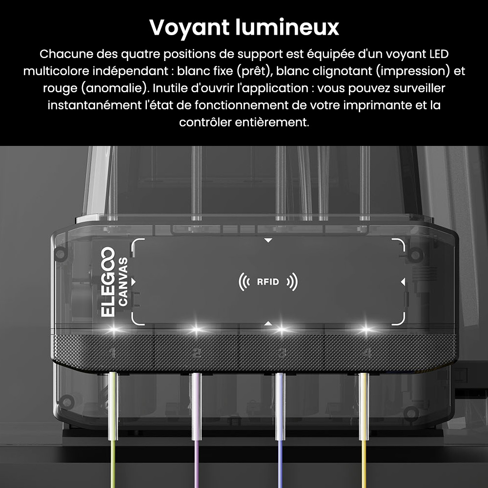 Elegoo Centauri Carbon 2 Combo Imprimante 3D, Impression 4 Couleurs CoreXY 500mm/s Haute Vitesse, 350 ℃ Buse, Compatible Fibre de Carbone/PLA/ABS, Bande LED, 256*256*256mm