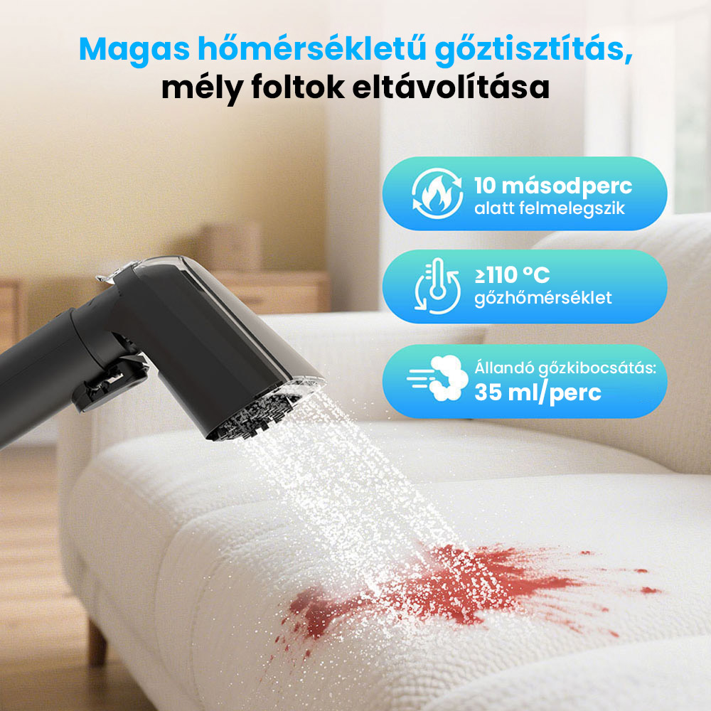 Teendow C6 MAX 3 az 1-ben k&aacute;rpit- &eacute;s szőnyegtiszt&iacute;t&oacute;, 1650 W gőz, 12000 Pa sz&iacute;v&oacute;erő, dupla tart&aacute;ly, h&aacute;zi&aacute;llatbar&aacute;t