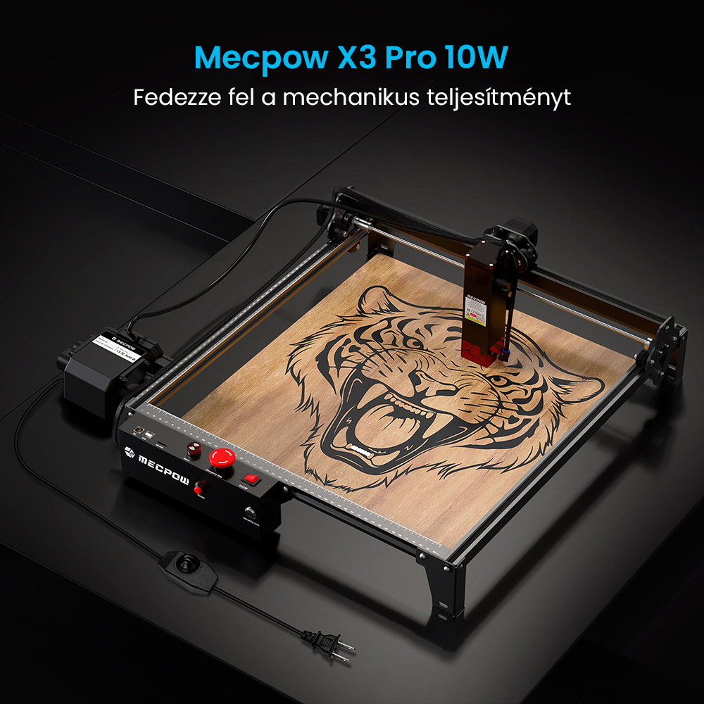 Mecpow X3 Pro 10W-os l&eacute;zergrav&iacute;roz&oacute; levegős r&aacute;seg&iacute;t&eacute;sű k&eacute;szlettel