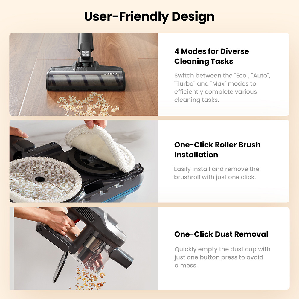 JIMMY JV9 Pro Aqua Aspirateur Balai Sans Fil, Aspiration Puissante 160AW, Autonomie 65 Min, Combo Aspirateur et Serpill&egrave;re 2-en-1, &Eacute;cran LED, Id&eacute;al pour Sols Durs, Tapis et Poils d'Animaux