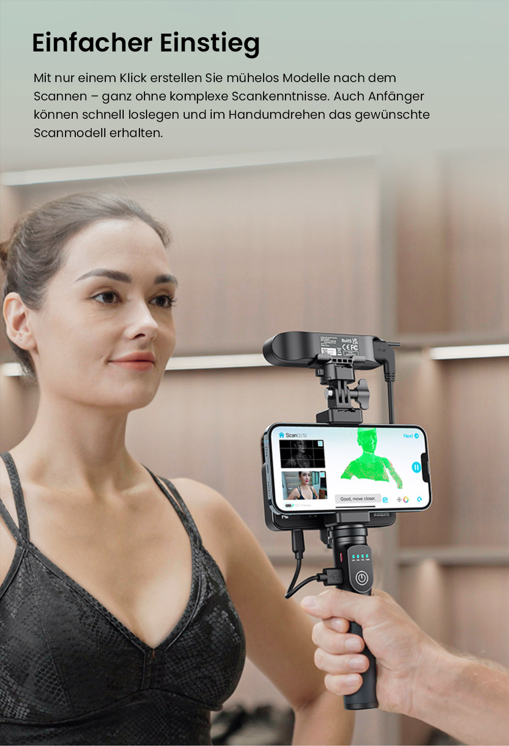 Creality CR-Scan Ferret Pro 3D-Scanner, bis zu 30 fps Scan-Geschwindigkeit, 0,1 mm Genauigkeit, 150&ndash;700 mm Arbeitsabstand, 560 x 820 mm Einzelaufnahmebereich, 150 x 150 mm Mindestscan, kabellose Verbindung