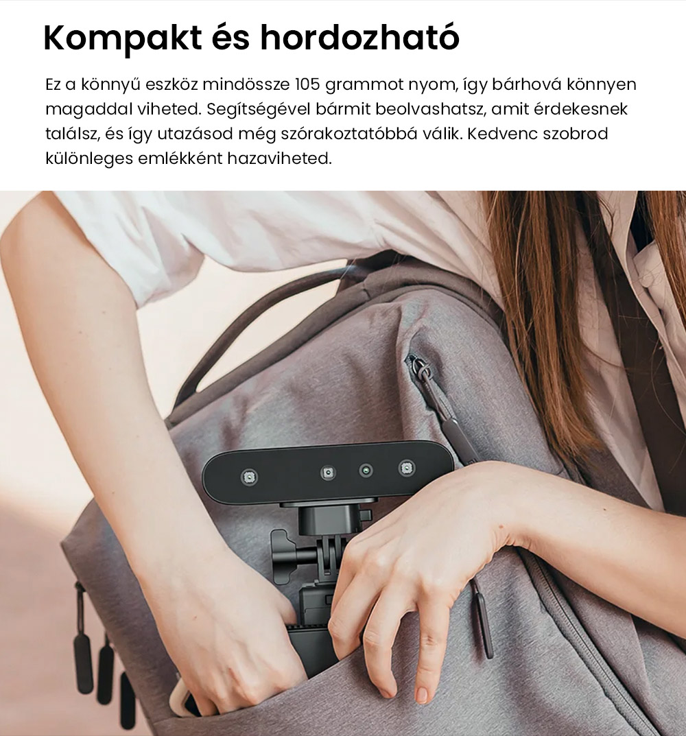 Creality CR-Scan Ferret Pro 3D szkenner, Ak&aacute;r 30 fps szkennel&eacute;si sebess&eacute;g, 0,1 mm-es pontoss&aacute;g, 150-700 mm munkat&aacute;vols&aacute;g, 560*820 mm egyszeres szkennel&eacute;si tartom&aacute;ny, 150x150 mm minim&aacute;lis szkennel&eacute;s, Vezet&eacute;k n&eacute;lk&uuml;li kapcsolat