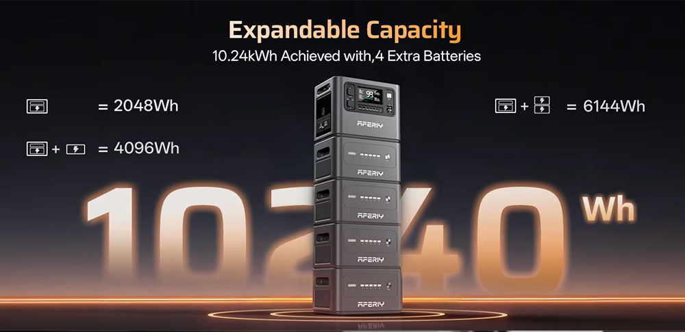 AFERIY P280-B Erweiterungsakku f&uuml;r P280 Powerstation, 2048 Wh LiFePO4, &uuml;ber 4000 Ladezyklen, erweiterbare Kapazit&auml;t