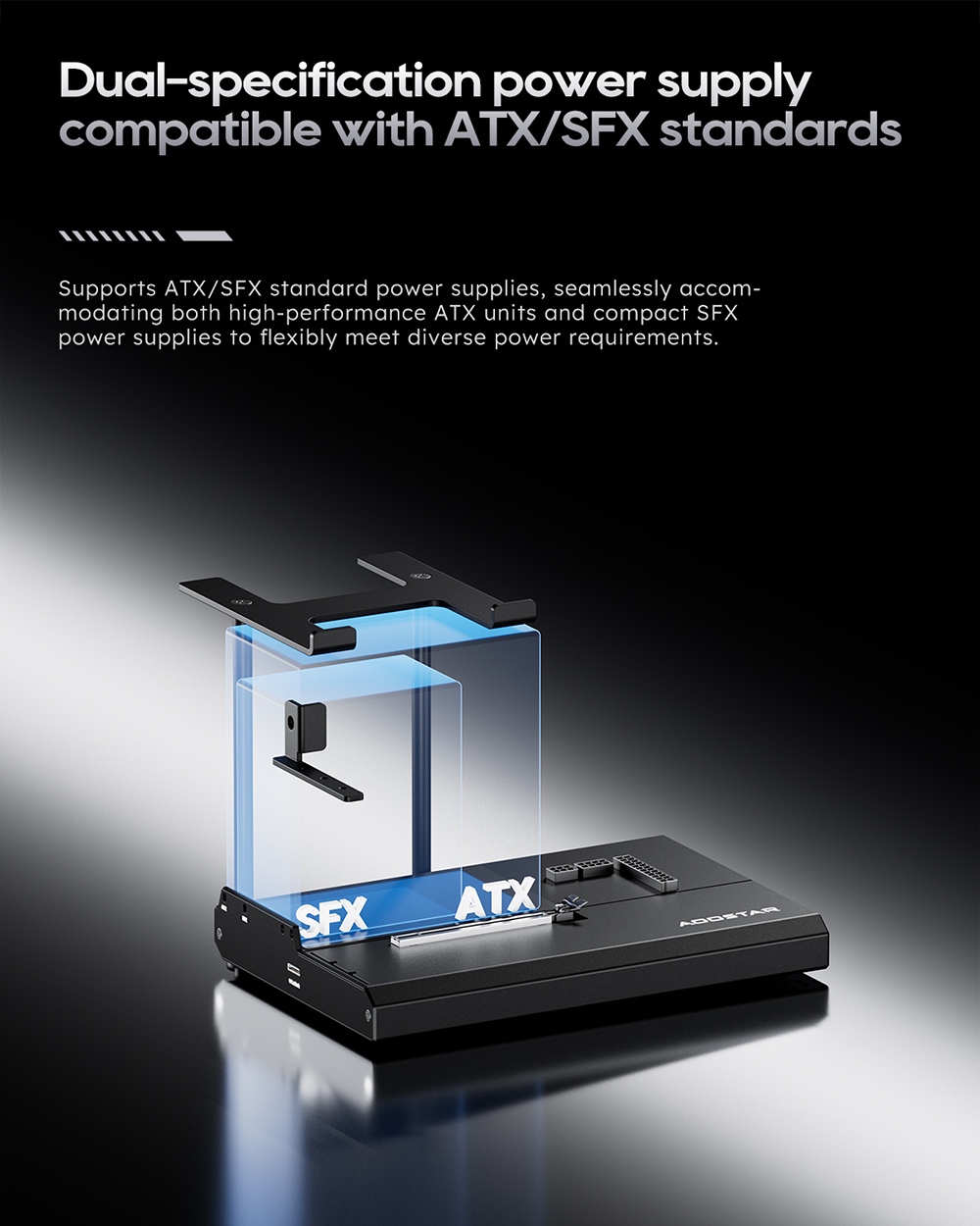 AOOSTAR EG01 eGPU dokkol&oacute;, Oculink (PCIe 4.0 x4) csatlakoz&oacute;, ATX/SFX t&aacute;pegys&eacute;g t&aacute;mogat&aacute;sa