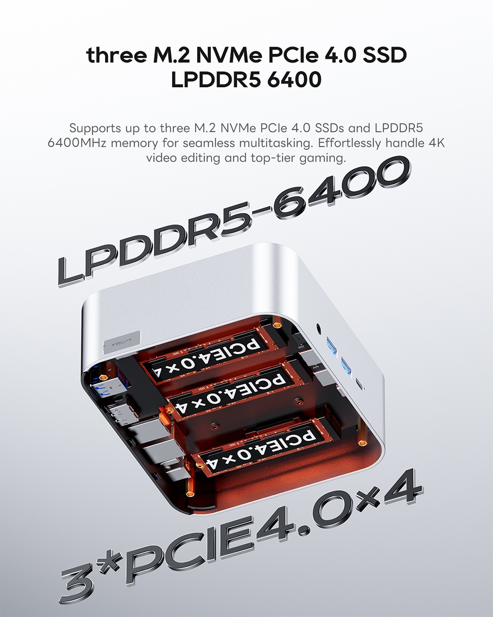 AOOSTAR MACO Mini PC, AMD Ryzen 7 Pro 6850H 8 Cores Max 4.7GHz, 24GB LPDDR5 RAM 1TB SSD, HDMI+DP+2*USB4 Quad Screen Display, WiFi 6 Bluetooth 5.2, 2*2.5G RJ45, 2*USB3.2, 2*USB2.0, 1*Oculink, 1*Headphone Jack , Fingerprint Unlock