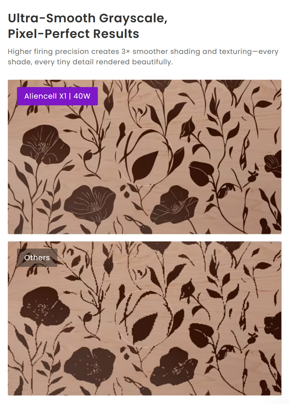 Aliencell X1 40W Desktop Diode Laser Engraver + Air Pump, 600mm/s Speed, 0.08&times;0.1mm Spot, 610&times;477mm Working Area, Dual 8MP Auto-Focus Camera, Standalone Touchscreen, 300+ Material & File Support