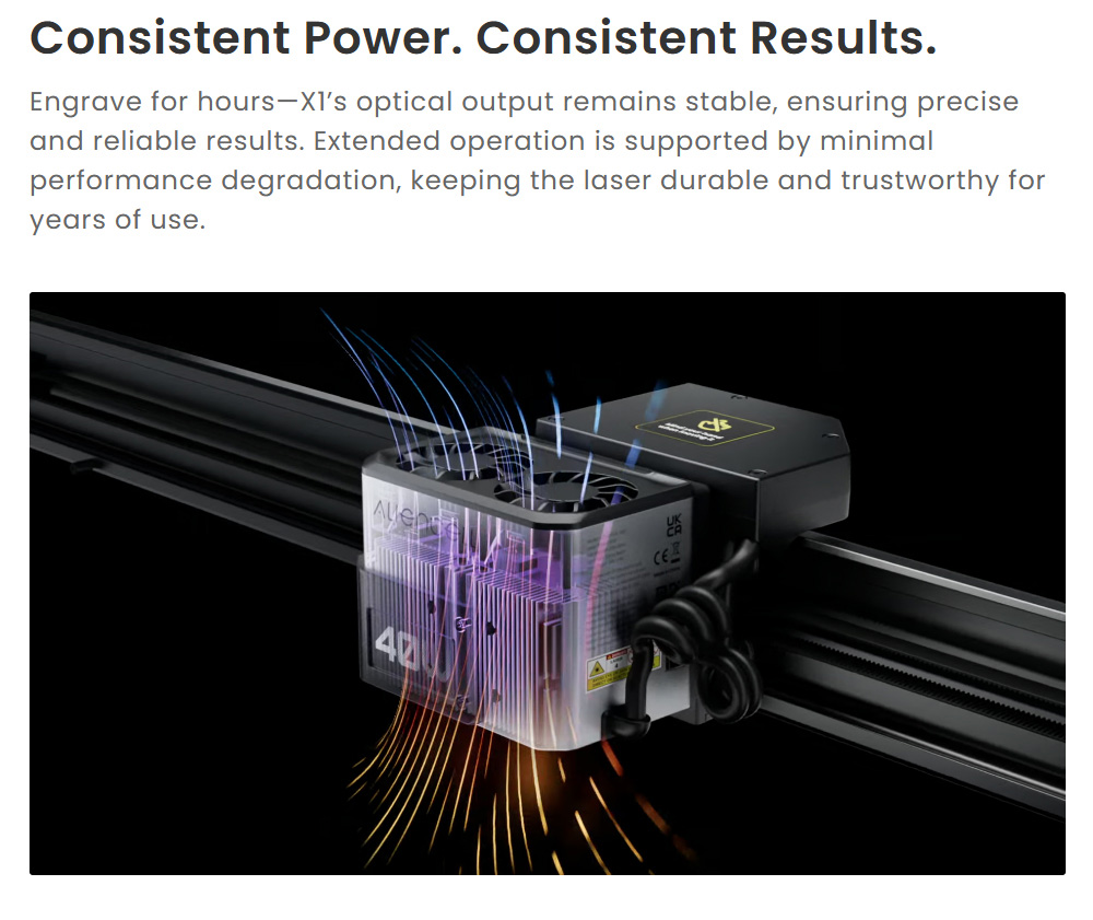 Aliencell X1 40W Desktop Diode Laser Engraver + Air Pump, 600mm/s Speed, 0.08&times;0.1mm Spot, 610&times;477mm Working Area, Dual 8MP Auto-Focus Camera, Standalone Touchscreen, 300+ Material & File Support