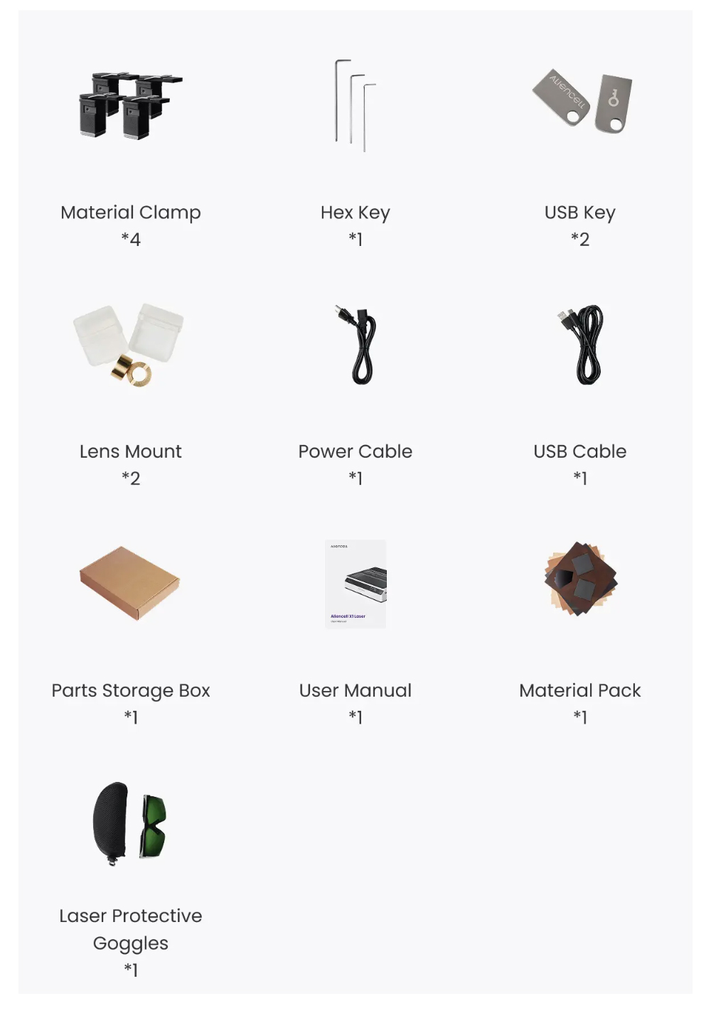 Aliencell X1 40W Desktop Diode Laser Engraver + Air Pump, 600mm/s Speed, 0.08&times;0.1mm Spot, 610&times;477mm Working Area, Dual 8MP Auto-Focus Camera, Standalone Touchscreen, 300+ Material & File Support