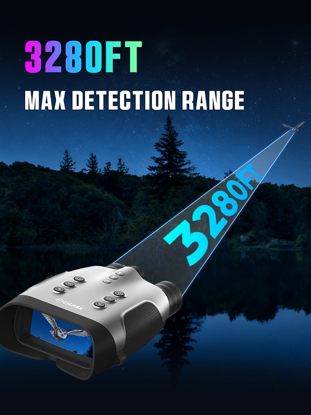 CIGMAN CNVPRO Night Vision Binoculars, True 4K Video & 52MP Photos, Sony Starlight CMOS, 1000m IR Range, 8× Digital Zoom, WiFi Streaming, IP54 Waterproof & Dustproof