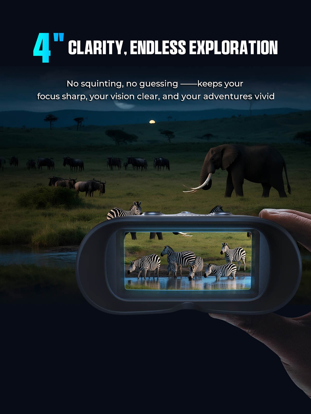 CIGMAN CNVPRO Night Vision Binoculars, True 4K Video & 52MP Photos, Sony Starlight CMOS, 1000m IR Range, 8× Digital Zoom, WiFi Streaming, IP54 Waterproof & Dustproof