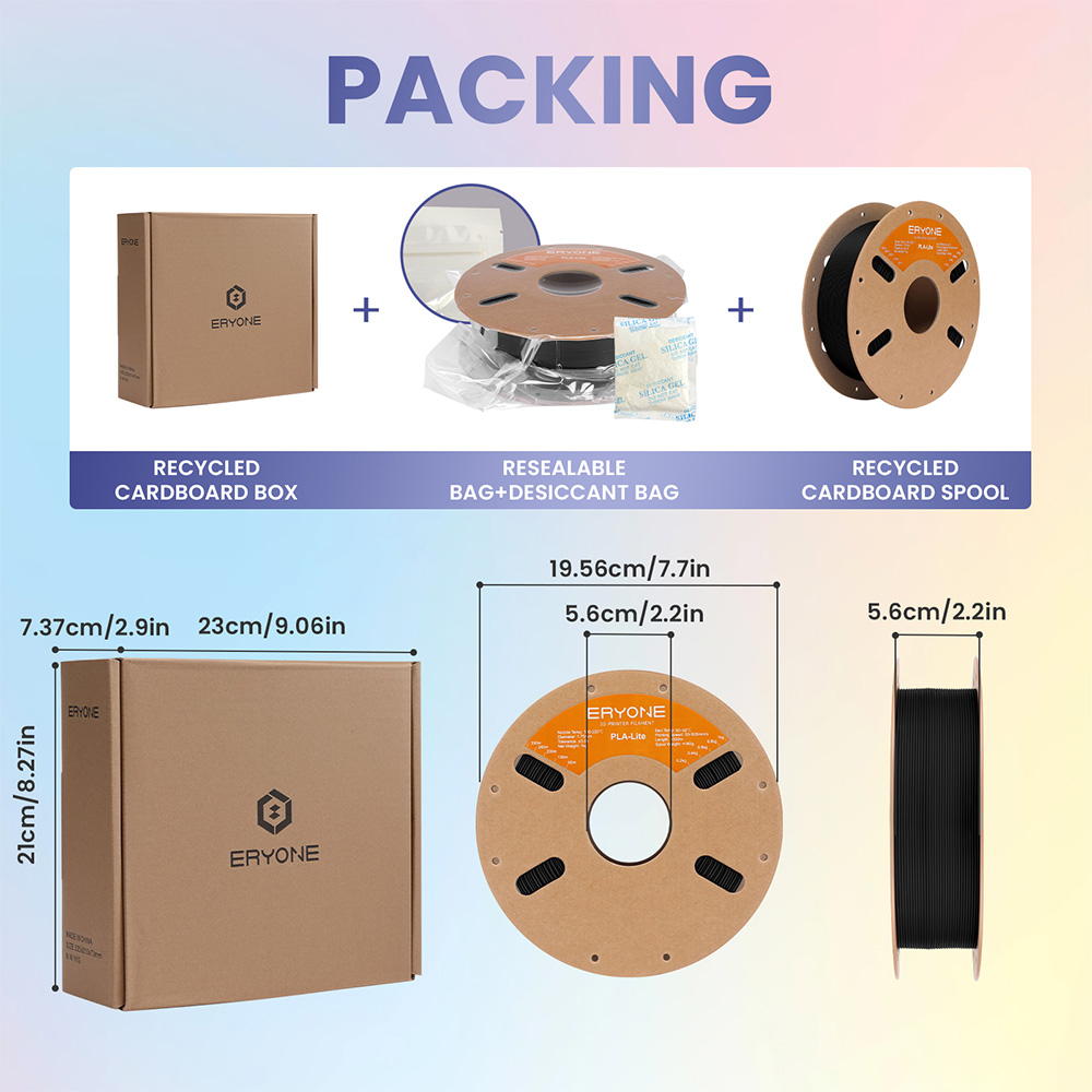 ERYONE PLA Lite Filament, 1kg - Fekete