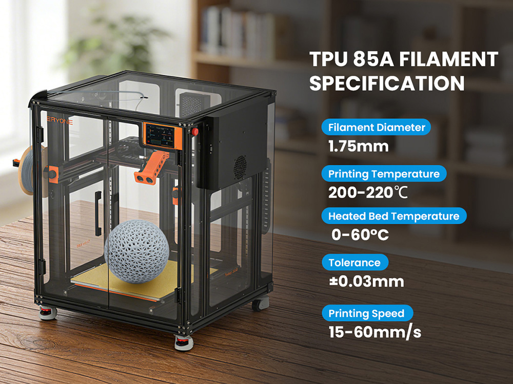 ERYONE TPU 85A Filament, 1 kg - Transparent Rot