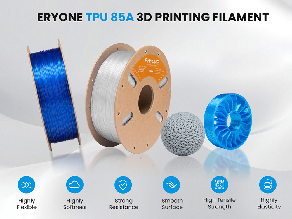 ERYONE TPU 85A Filament, 1kg - Transparent Red