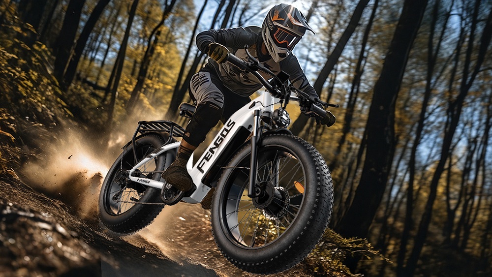 FENGQS H2 Electric Bike, 2*1000W Motor, 52V 20Ah Battery, 26*4.0 inch Tires, 50km/h Max Speed, 145km Max Range, Hydraulic Disc Brakes, Front Suspension, Shimano 7-speed - White