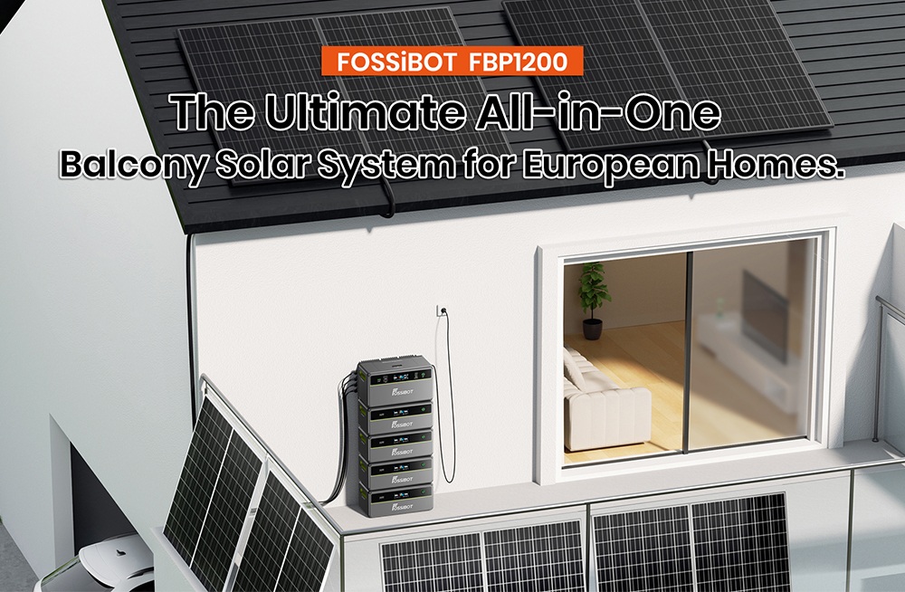 Tragbare Powerstation FOSSiBOT FBP1200, 1958 Wh LiFePO4 (erweiterbar auf 9790 Wh), 1200 W netzunabh&auml;ngige Ausgangsleistung, KI-gest&uuml;tztes HEMS mit intelligenter Zeitplanung und Lastspitzenkappung, ger&auml;uschlose, l&uuml;fterlose K&uuml;hlung, Schutzart IP65